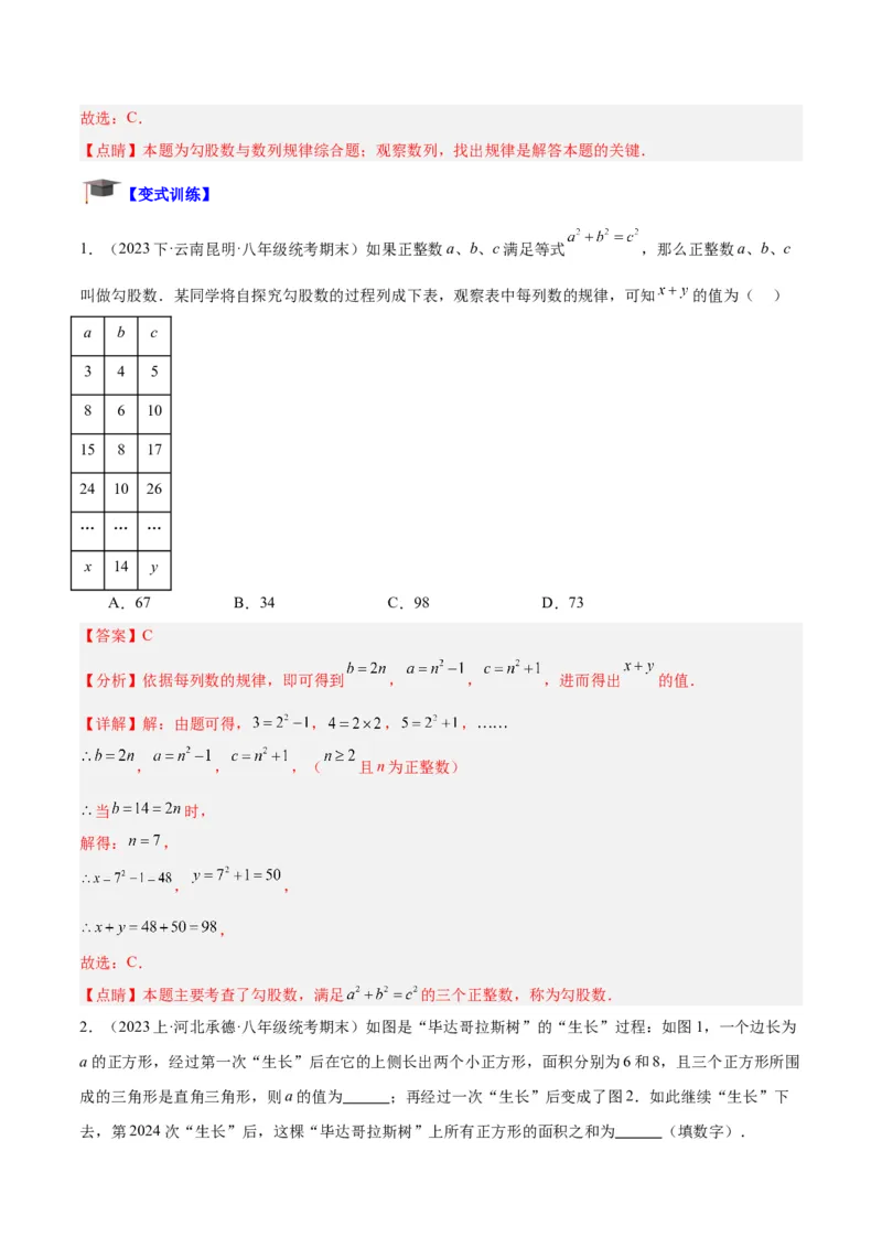 专题01勾股定理重难点题型专训（12大题型+15道拓展培优）（教师版）_初中数学_八年级数学下册（人教版）_重难点专题提升-V7_2024版