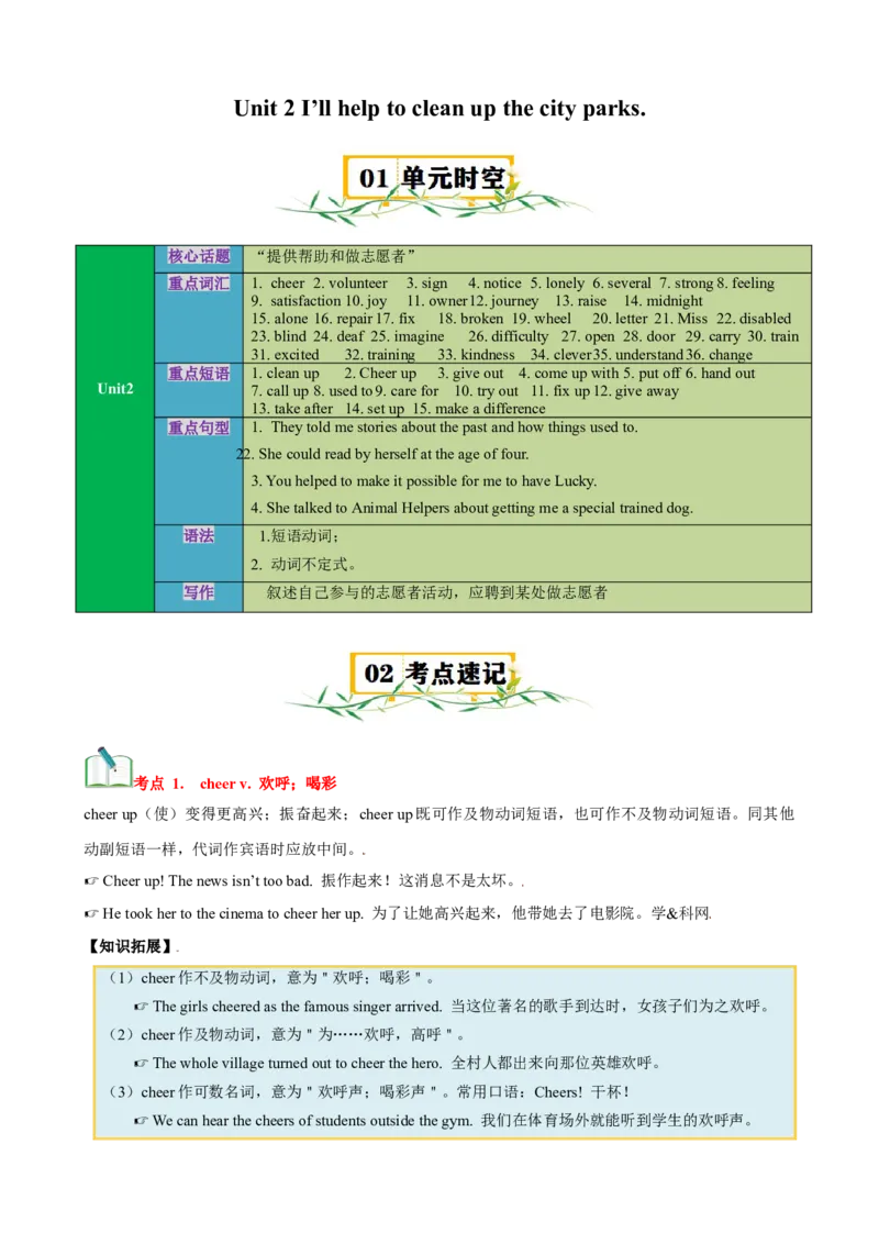 Unit2（知识清单）（人教版）（学生版）_新人教八下资料包_00、更新资料3月16日_单元知识复习专项-U122_2024版