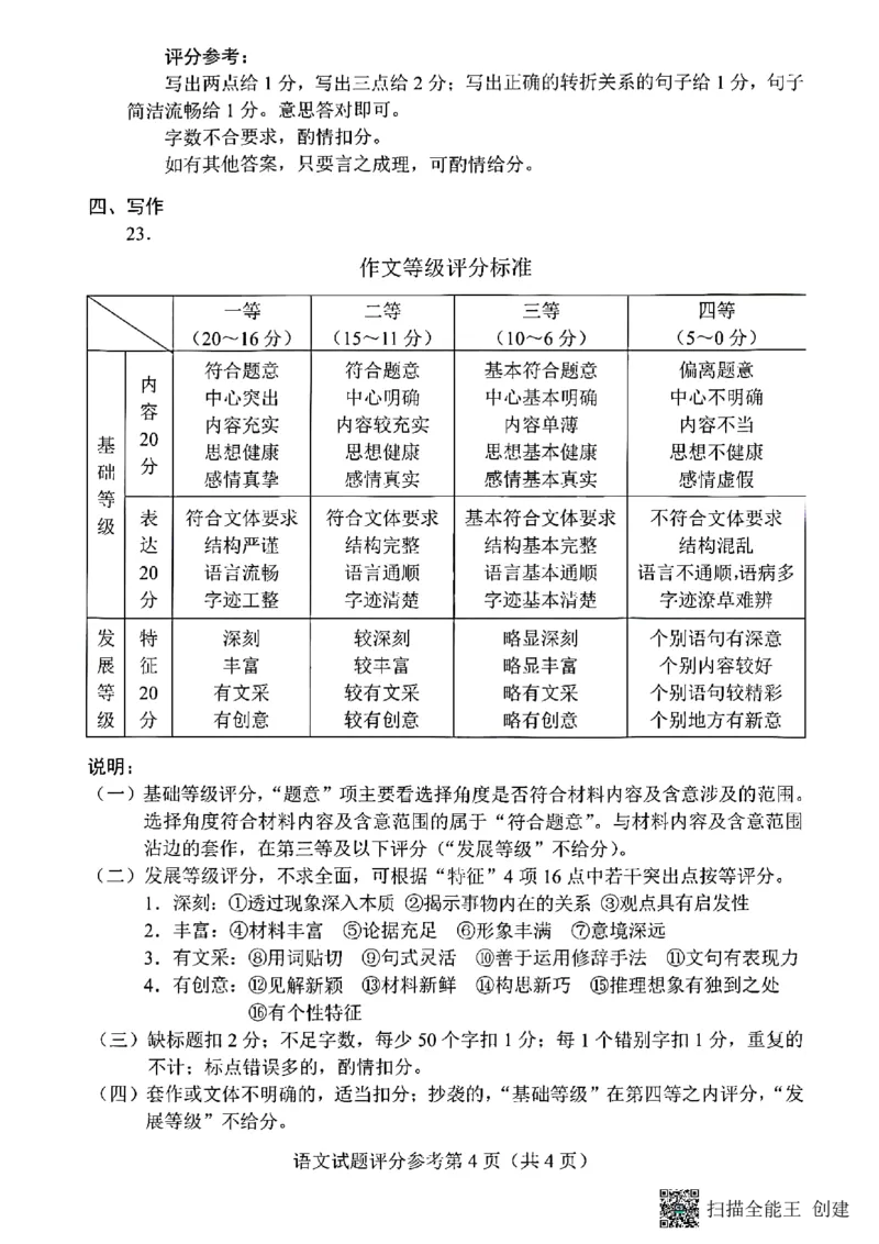 四省联考语文答案（教育部命制）公众号：一枚试卷君_1.2025语文总复习_2023年新高考资料_模拟题_老高考