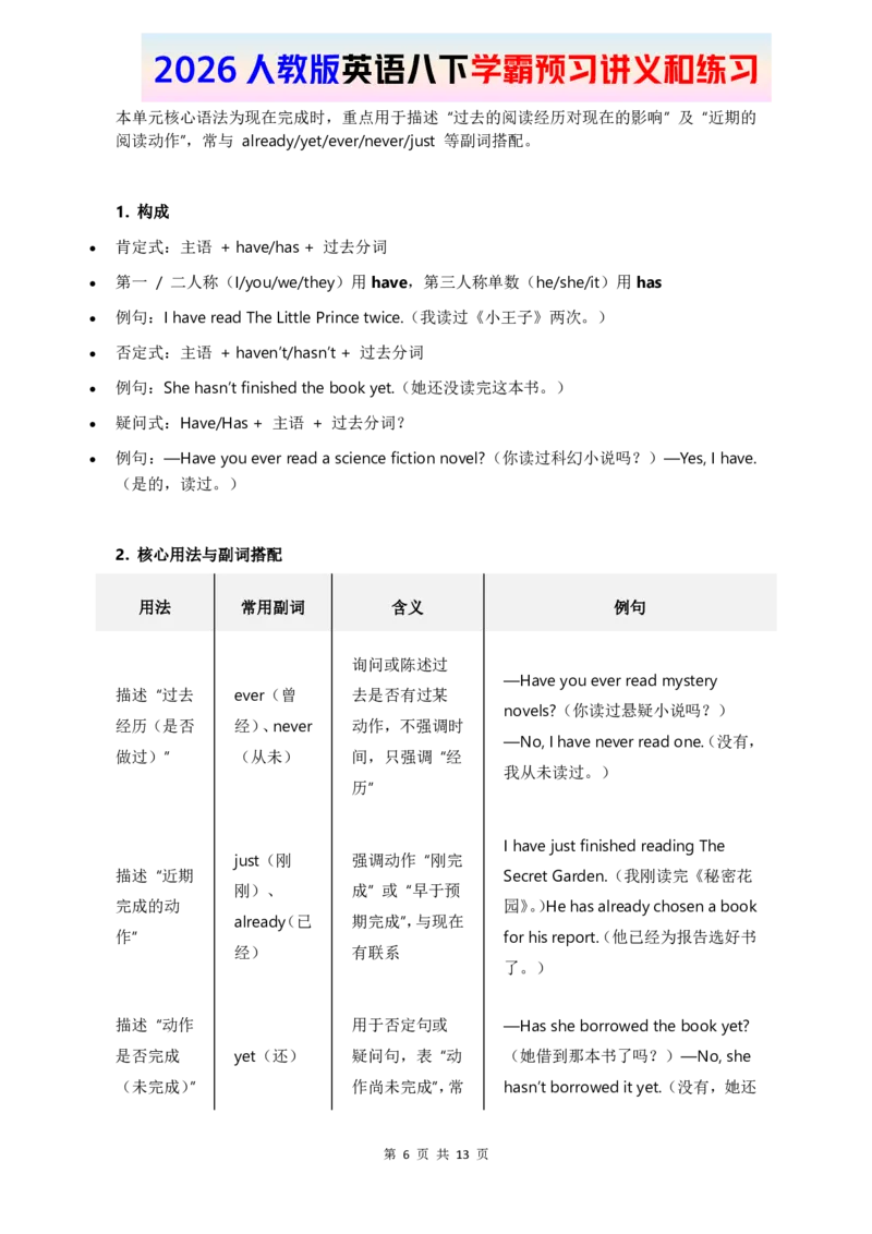 2026人教英语八下讲义和练习Unit7_新人教八下资料包_16讲义与同步练习带答案（全）