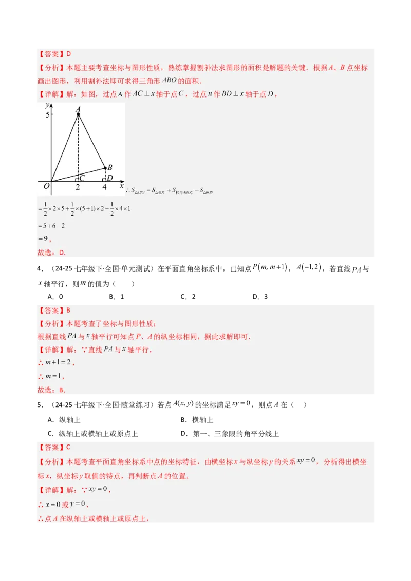 9.1.1平面直角坐标系的概念（五大类型提分练）（教师版）_初中数学_七年级数学下册（人教版）_大单元教学课件+教学设计-U42