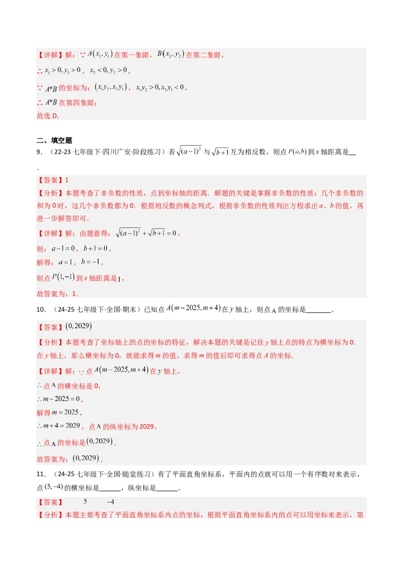 9.1.1平面直角坐标系的概念（五大类型提分练）（教师版）_初中数学_七年级数学下册（人教版）_大单元教学课件+教学设计-U42