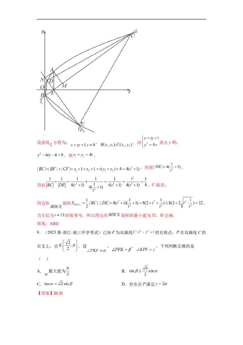 微专题17圆锥曲线压轴小题（解析版）_2.2025数学总复习_2023年新高考资料_二轮复习_2023年新高考数学二轮复习微专题