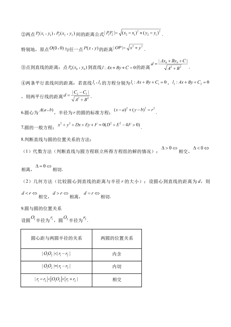 平面解析几何&mdash;&mdash;2025高考数学一轮复习易混易错专项复习（含解析）_2.2025数学总复习_2025年新高考资料_一轮复习_2025高考数学一轮复习易混易错专项复习（含解析）（完结）