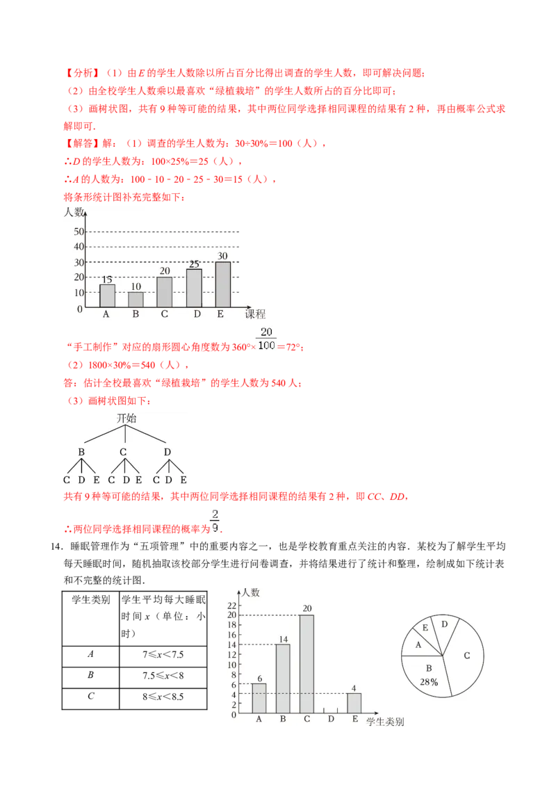 专题01统计与概率综合习题（中考真题）（教师版）_初中数学_九年级数学上册（人教版）_同步讲义-U18_2025版