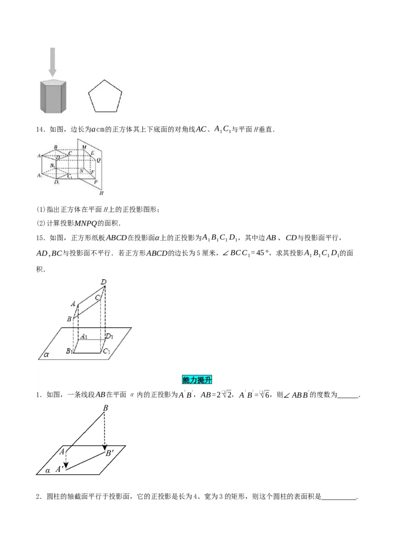 29.1投影（第二课时）（分层作业）原卷版_初中数学_九年级数学下册（人教版）_分层作业