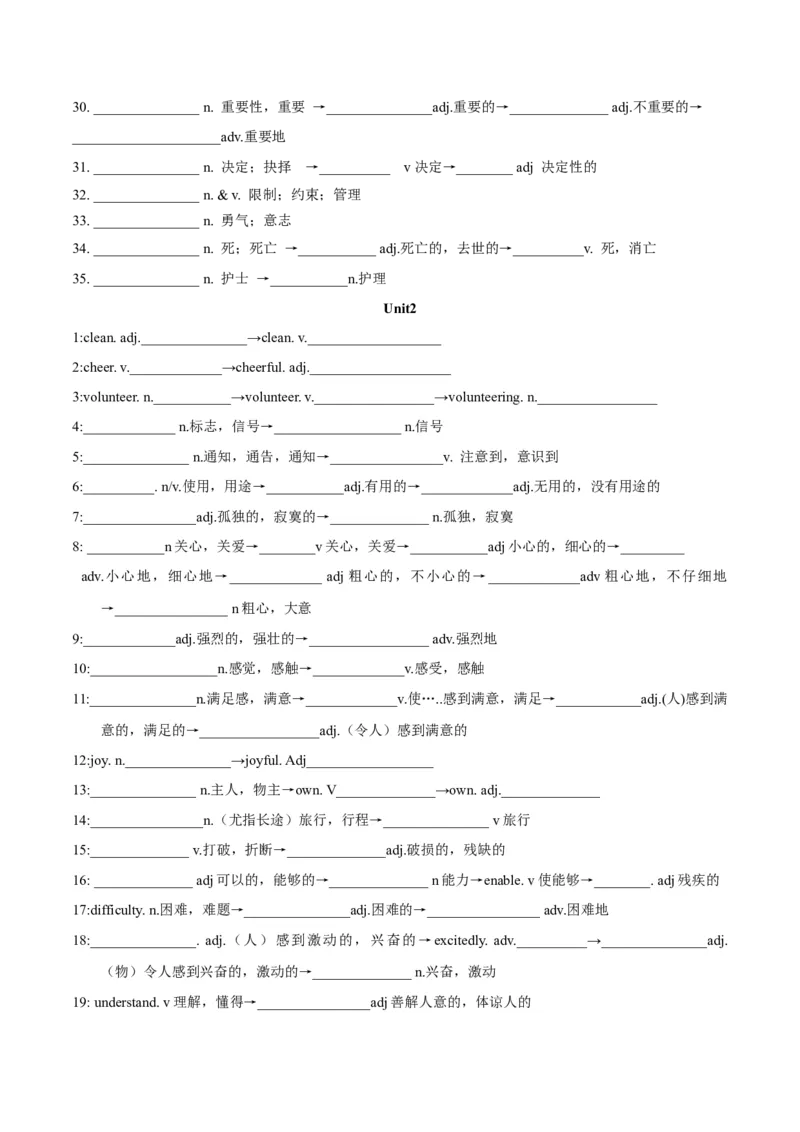 专题01重点词汇及拓展（知识串讲+真题过关）-八年级英语下（人教版）（学生版）_新人教八下资料包_35赠送其它_八年级英语下册（人教版）_期中期末