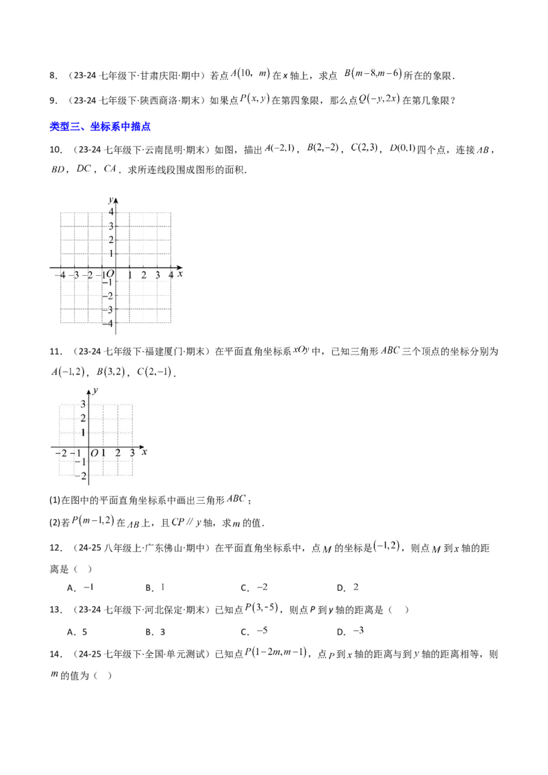 9.1.1平面直角坐标系的概念（五大类型提分练）（原卷板）_初中数学_七年级数学下册（人教版）_大单元教学课件+教学设计-U42