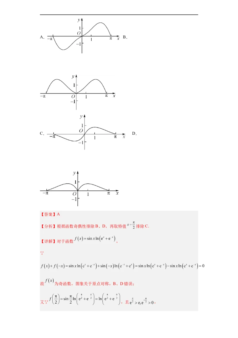 冲刺985、211名校之2023届新高考题型模拟训练专题33函数图象综合问题单选题（新高考通用）解析版_2.2025数学总复习_2023年新高考资料_专项复习