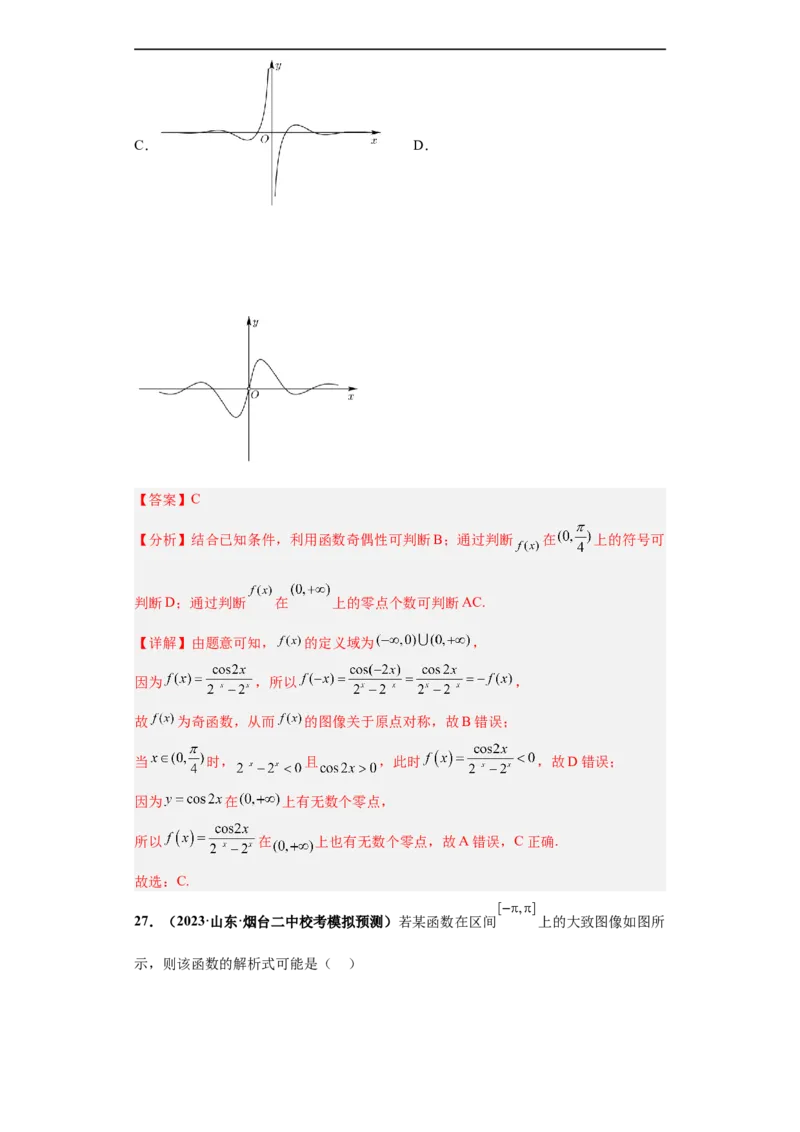 冲刺985、211名校之2023届新高考题型模拟训练专题33函数图象综合问题单选题（新高考通用）解析版_2.2025数学总复习_2023年新高考资料_专项复习
