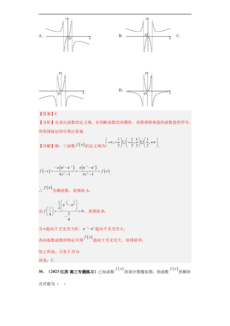 冲刺985、211名校之2023届新高考题型模拟训练专题33函数图象综合问题单选题（新高考通用）解析版_2.2025数学总复习_2023年新高考资料_专项复习