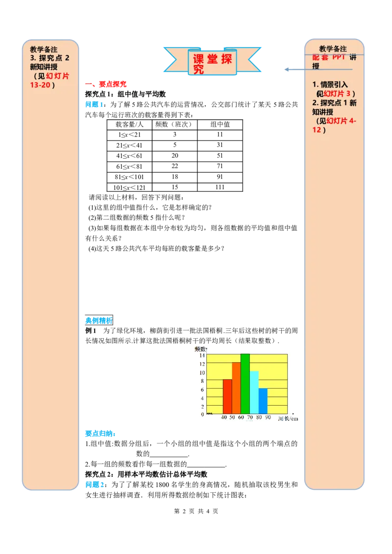 20.1.1第2课时用样本平均数估计总体平均数_初中数学_八年级数学下册（人教版）_课件PPT选择3_2.精品导学案