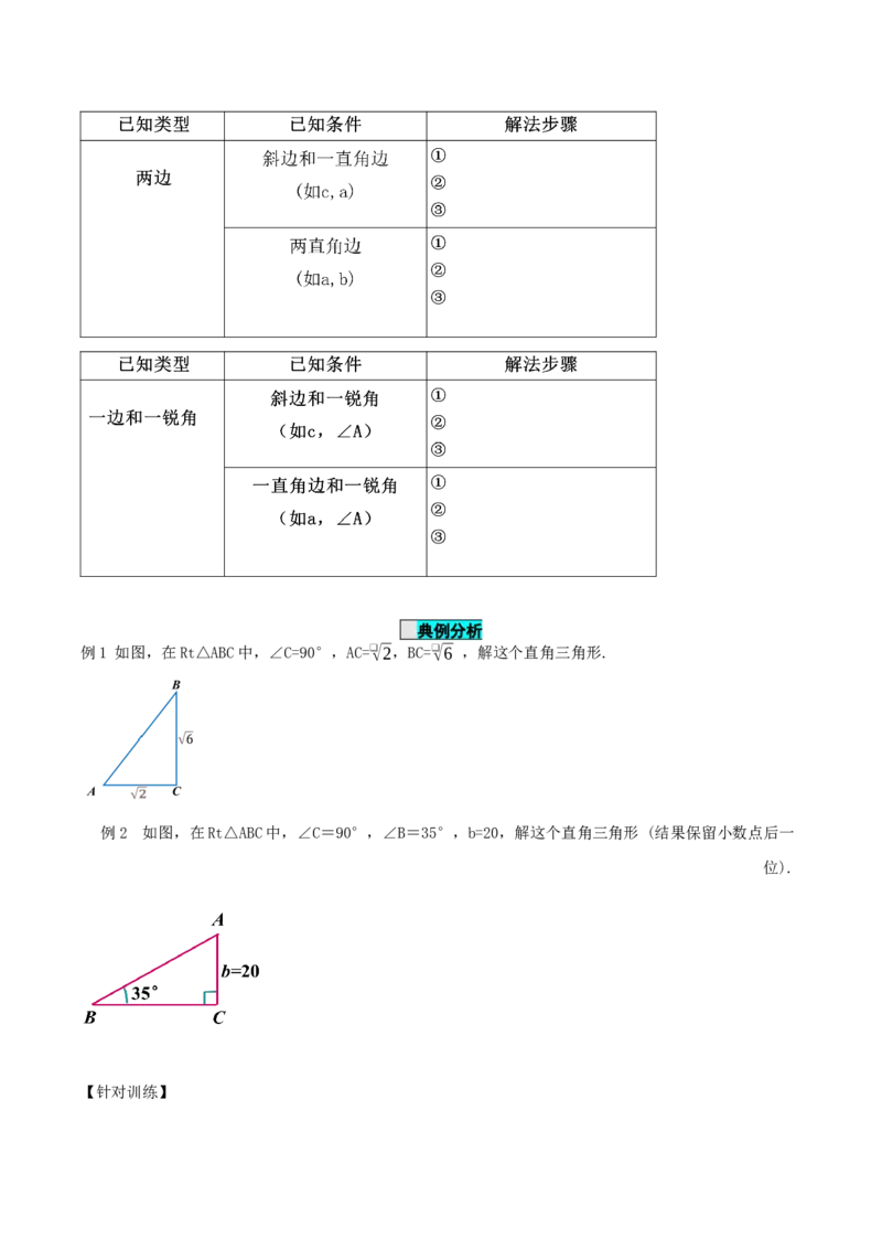 28.2.1解直角三角形（导学案）-（人教版）_初中数学_九年级数学下册（人教版）_导学案