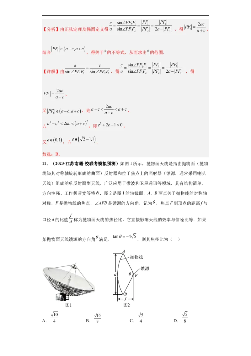 冲刺985、211名校之2023届新高考题型模拟训练专题15圆锥曲线综合问题（单选+填空）（新高考通用）解析版_2.2025数学总复习_2023年新高考资料_专项复习