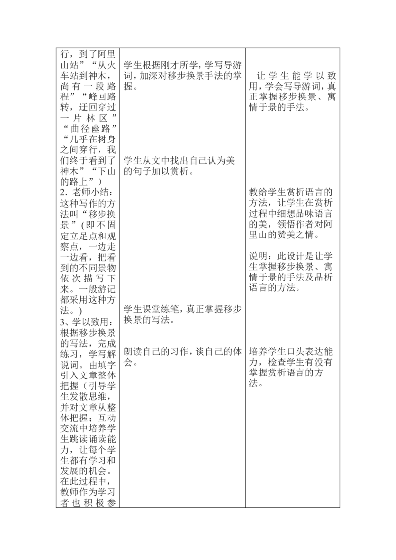 《阿里山纪行》设计方案_高中语文上册_语文赠品_编号02：语文：市骨干教师竞赛作品（64份）_语文市骨干教师竞赛作品（教学案+课件+设计方案+教学实践报告）：《阿里山纪行》