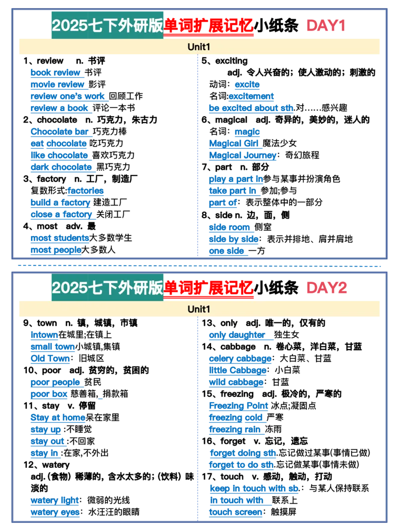 2025春-外研版七下单词拓展记忆小纸条合并版44页_七下外研版2026英语_2026春版本一_新外研英语7下_2025春外研七下：自学包_2025春外研七下：小纸条（4套）