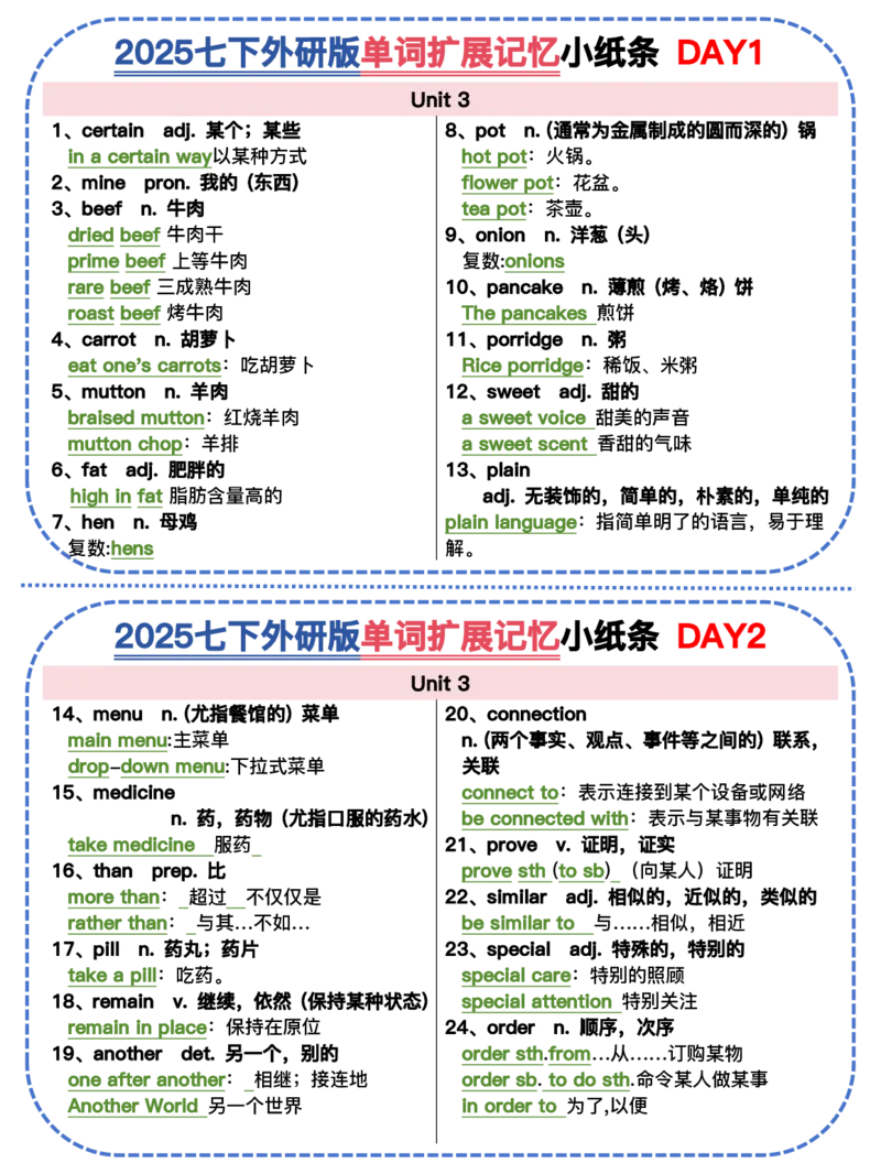 2025春-外研版七下单词拓展记忆小纸条合并版44页_七下外研版2026英语_2026春版本一_新外研英语7下_2025春外研七下：自学包_2025春外研七下：小纸条（4套）