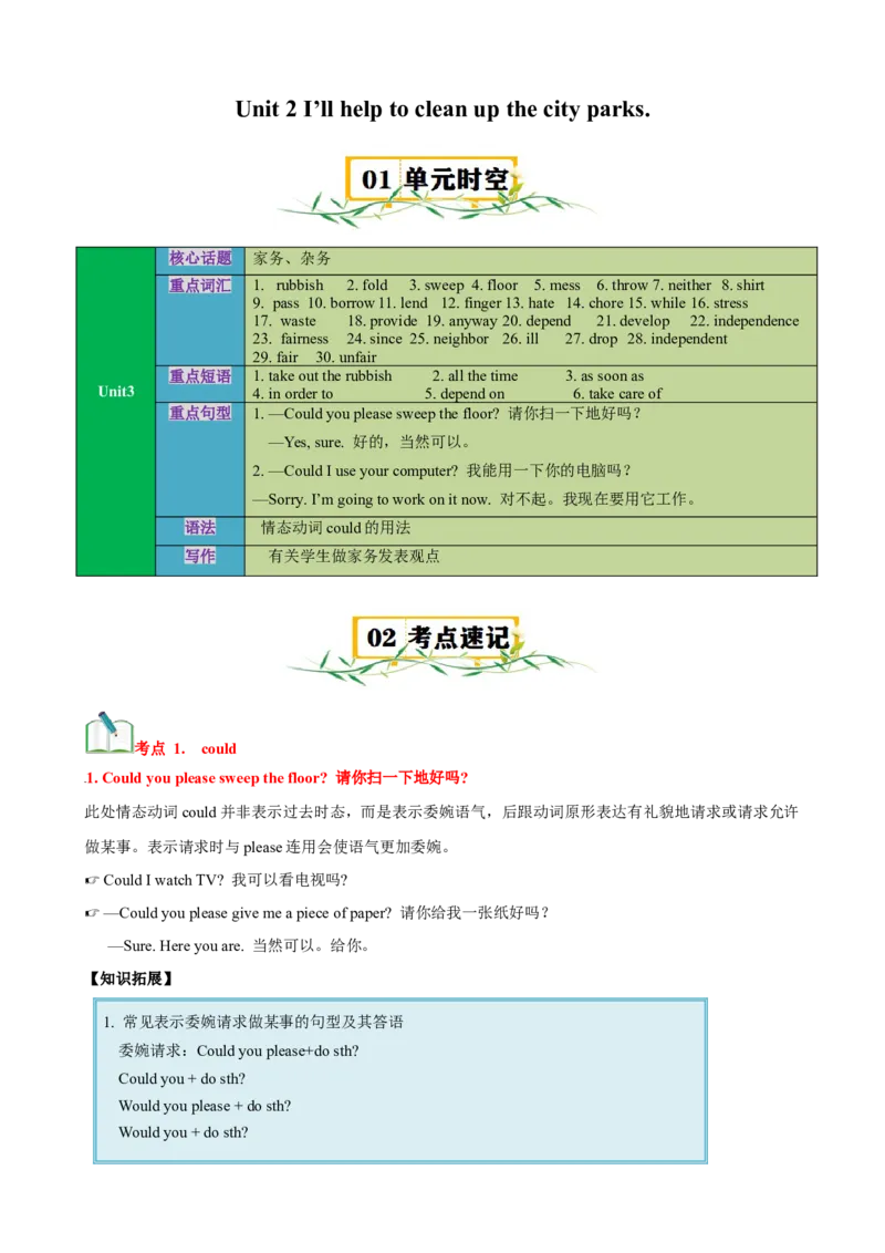 Unit3（知识清单）（人教版）（学生版）_新人教八下资料包_00、更新资料3月16日_单元知识复习专项-U122_2024版