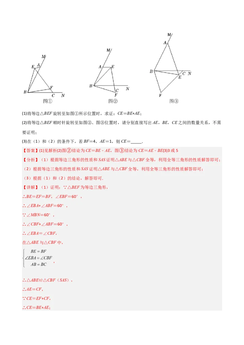 专题03全等模型-手拉手模型（教师版）_初中数学_八年级数学上册（人教版）_常见几何模型全归纳-V13_2024版