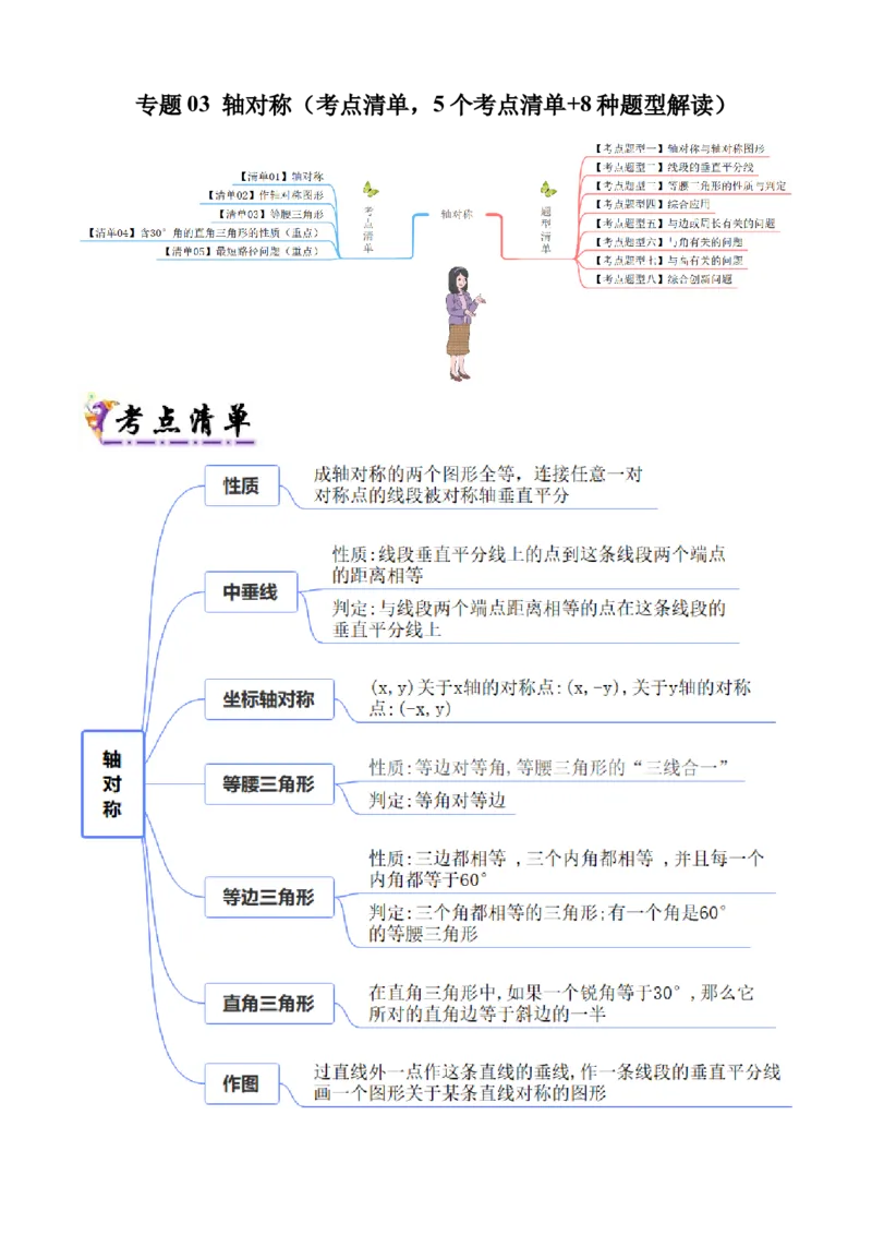专题03轴对称（考点清单，5个考点清单+8种题型解读）（教师版）_初中数学_八年级数学上册（人教版）_期末专项复习-U276_2025版