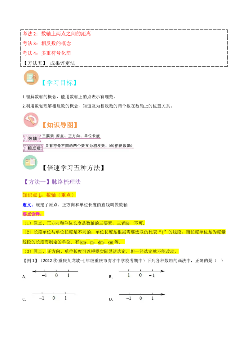专题02数轴与相反数（5个知识点9种题型3个易错点4种中考考法）（学生版）_初中数学_七年级数学上册（人教版）_常见题型通关讲解练-V3