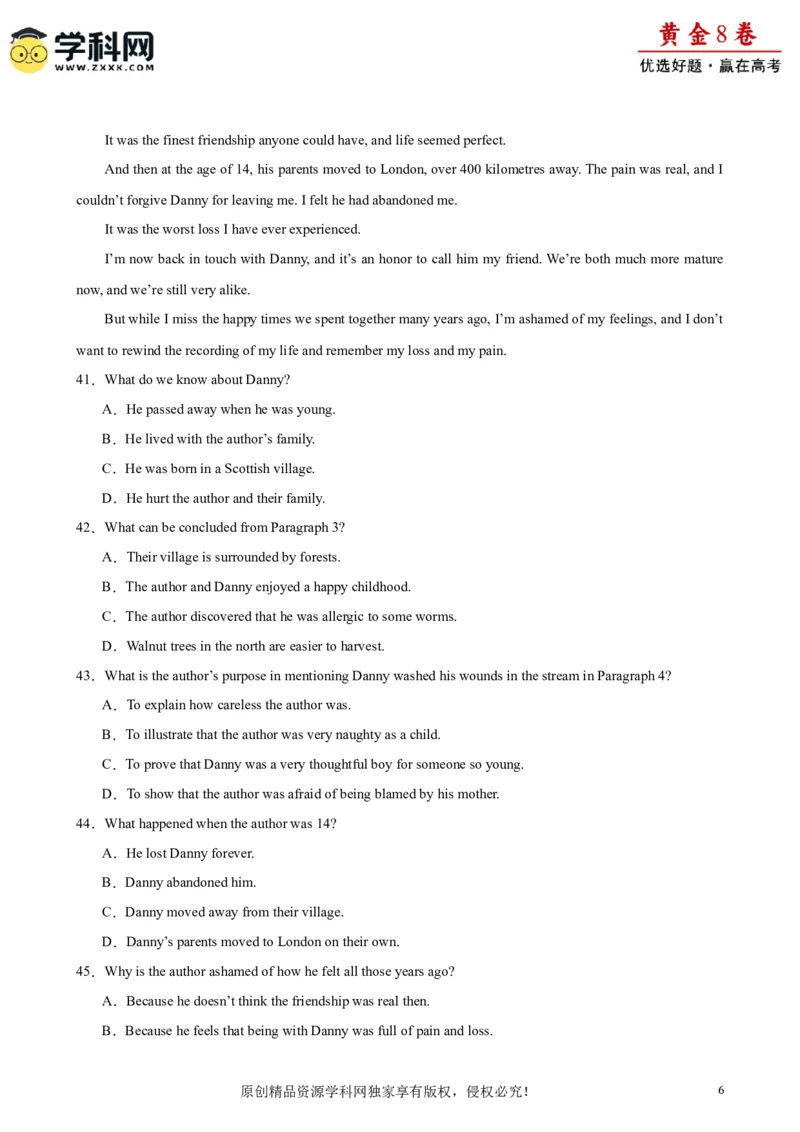 黄金卷03-赢在高考&middot;黄金8卷备战2024年高考英语模拟卷（天津专用）（考试版）_3.2025英语总复习_2024年新高考资料_4.2024高考模拟预测试卷