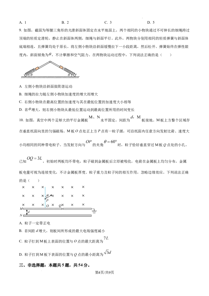 精品解析：2025年高考河北卷物理真题（原卷版）_2025年全国各省市全科高考真题及答案_版本二（互相补充）_6、各省市全科真题及答案（按省份分类）_11、河北卷（全科，持续更新）_物理