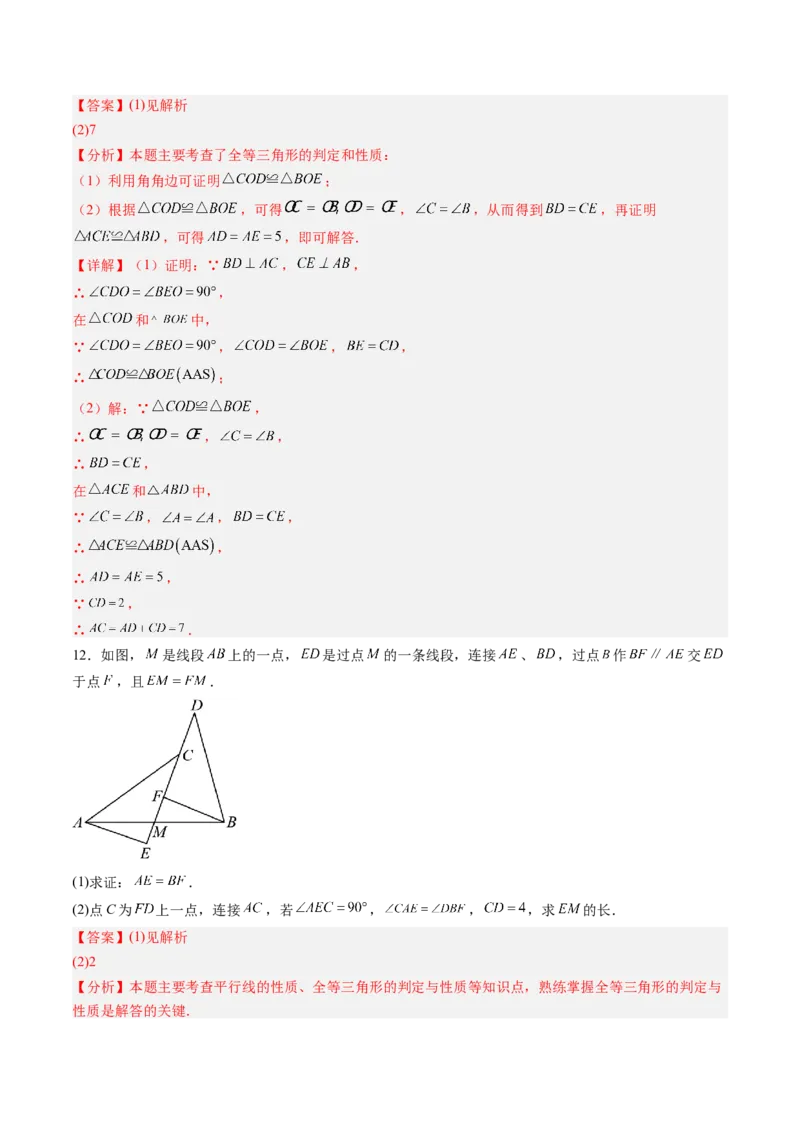 专题04三角形全等的基本判定方法（专项训练）（解析版）_初中数学_八年级数学上册（人教版）_知识点汇总-U105_2026版