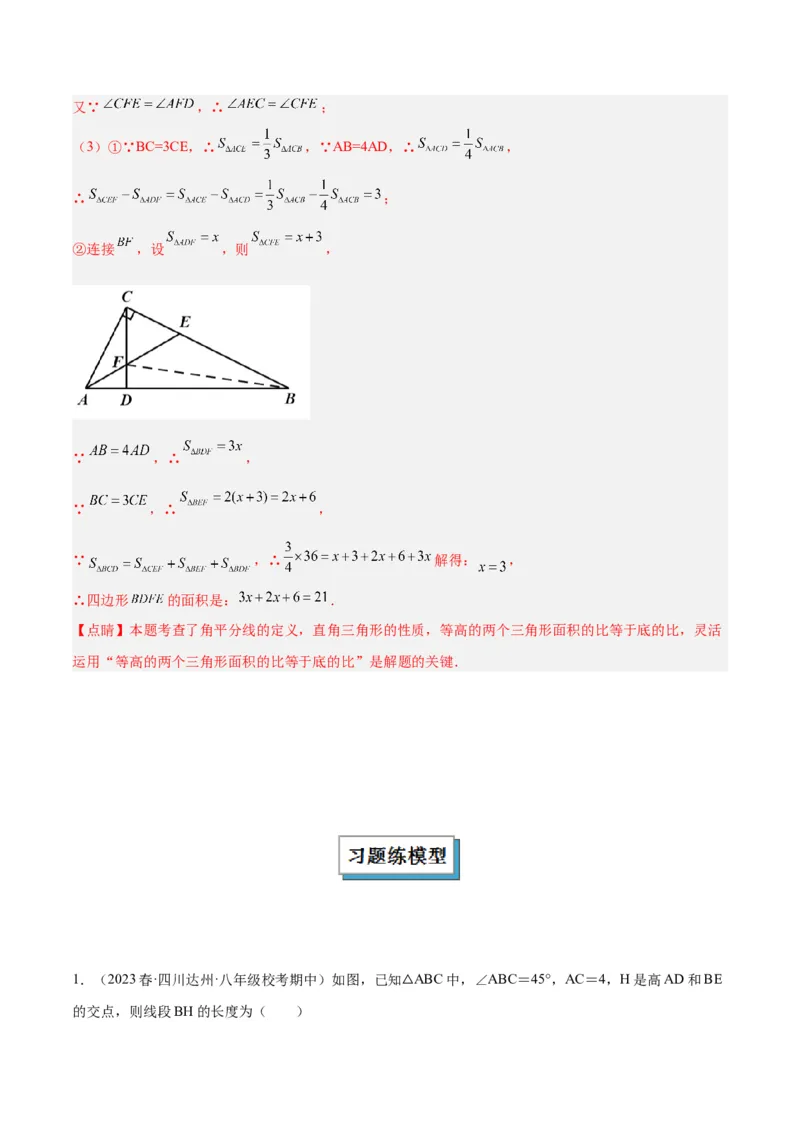 专题05三角形中的倒角模型之高分线模型、双（三）垂直模型解读与提分精练（人教版）（教师版）_初中数学_八年级数学上册（人教版）_常见几何模型全归纳-V13_2025版
