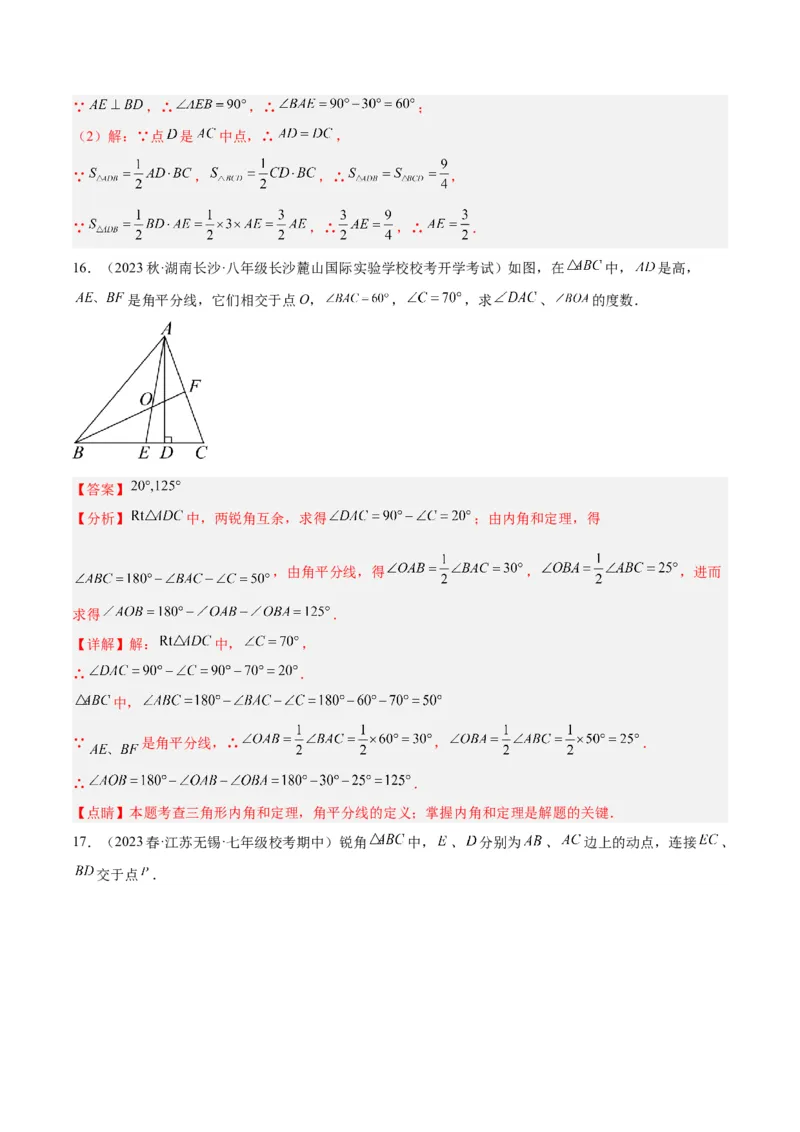 专题05三角形中的倒角模型之高分线模型、双（三）垂直模型解读与提分精练（人教版）（教师版）_初中数学_八年级数学上册（人教版）_常见几何模型全归纳-V13_2025版