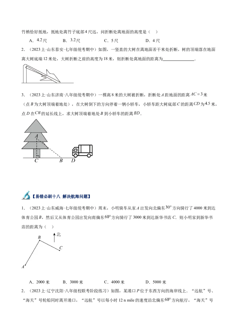 专题05勾股定理易错必刷题型专训（66题22个考点）-（人教版）（学生版）_初中数学_八年级数学下册（人教版）_重难点专题提升-V7_2024版