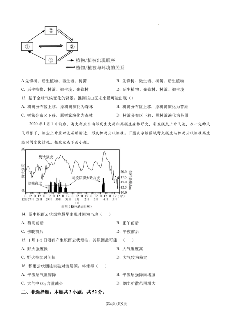 2025年安徽高考地理真题_2025年全国各省市全科高考真题及答案_版本一（先看这个版本，版本二补充）_安徽卷（完结）_地理