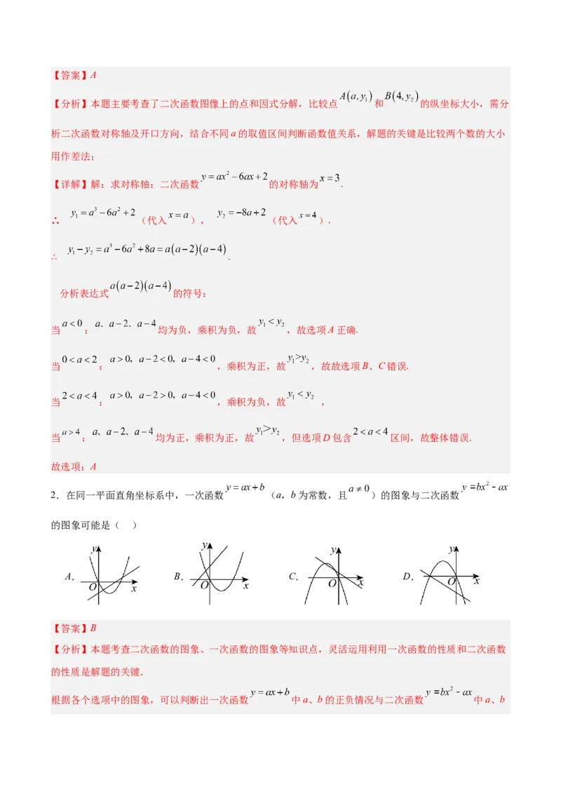 专题05二次函数图象和性质与系数的四类综合题型（压轴题专项训练）（教师版）_初中数学_九年级数学上册（人教版）_压轴题专项-V5_2026版