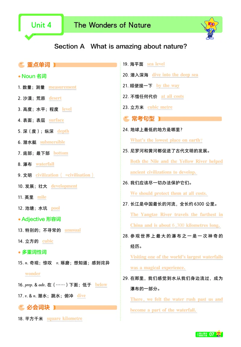 重点单词短语句型背诵本_新人教八下资料包_27重点单词短语句型背诵本（全册）