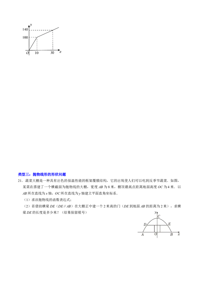 专题02二次函数的实际应用解答题专项练习（学生版）1_初中数学_九年级数学上册（人教版）_同步讲义-U18_2025版