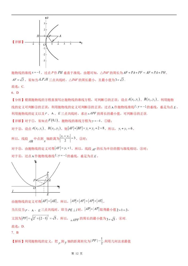 微专题抛物线上的点到定点和焦点距离的和、差最值学案&mdash;&mdash;2023届高考数学一轮《考点&middot;题型&middot;技巧》精讲与精练_2.2025数学总复习_赠品通用版（老高考）复习资料_一轮复习