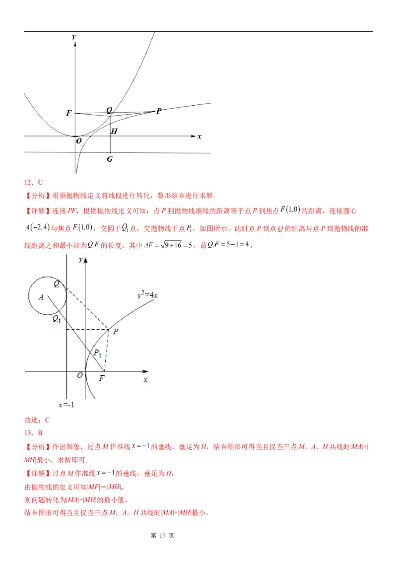微专题抛物线上的点到定点和焦点距离的和、差最值学案&mdash;&mdash;2023届高考数学一轮《考点&middot;题型&middot;技巧》精讲与精练_2.2025数学总复习_赠品通用版（老高考）复习资料_一轮复习