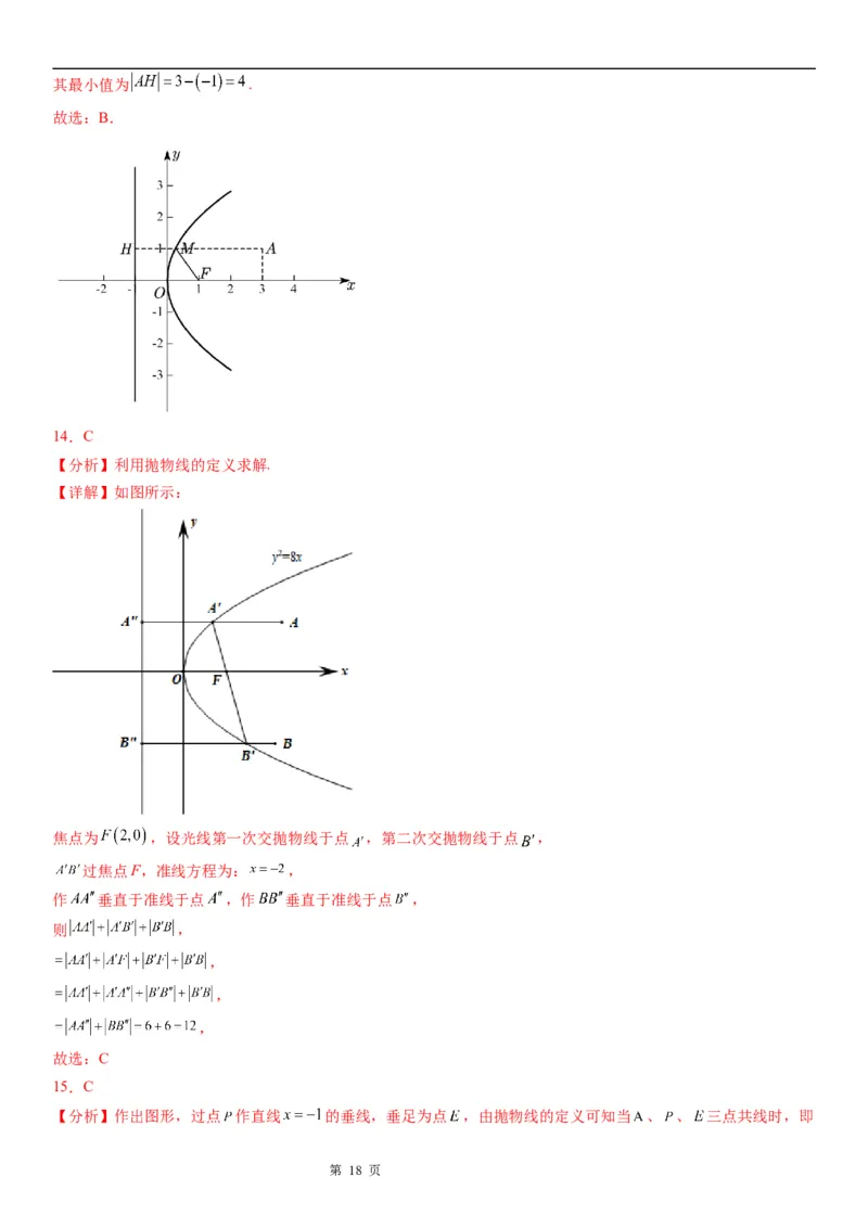 微专题抛物线上的点到定点和焦点距离的和、差最值学案&mdash;&mdash;2023届高考数学一轮《考点&middot;题型&middot;技巧》精讲与精练_2.2025数学总复习_赠品通用版（老高考）复习资料_一轮复习