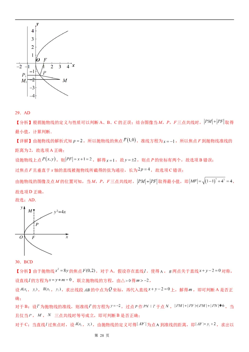 微专题抛物线上的点到定点和焦点距离的和、差最值学案&mdash;&mdash;2023届高考数学一轮《考点&middot;题型&middot;技巧》精讲与精练_2.2025数学总复习_赠品通用版（老高考）复习资料_一轮复习