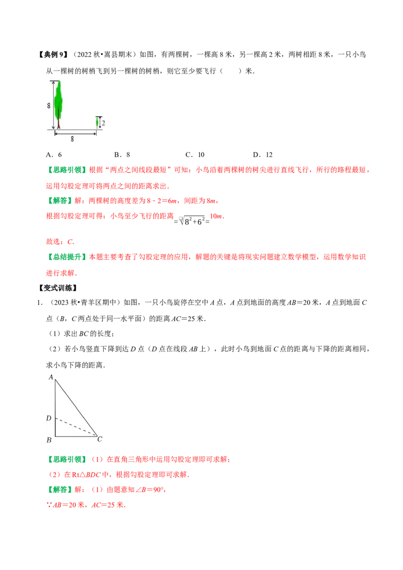 专题05勾股定理的应用十种最常考类型（教师版）_初中数学_八年级数学下册（人教版）_专题训练+提分专项训练-V6