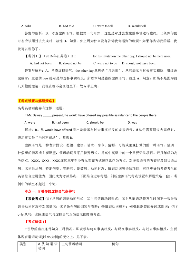 高考英语语法词汇专项突破：04聚焦虚拟语气考点设置与解题策略+巩固练习+答案_3.2025英语总复习_2024年新高考资料_3.2024专项复习_2024年高考英语语法词汇专项突破3139734