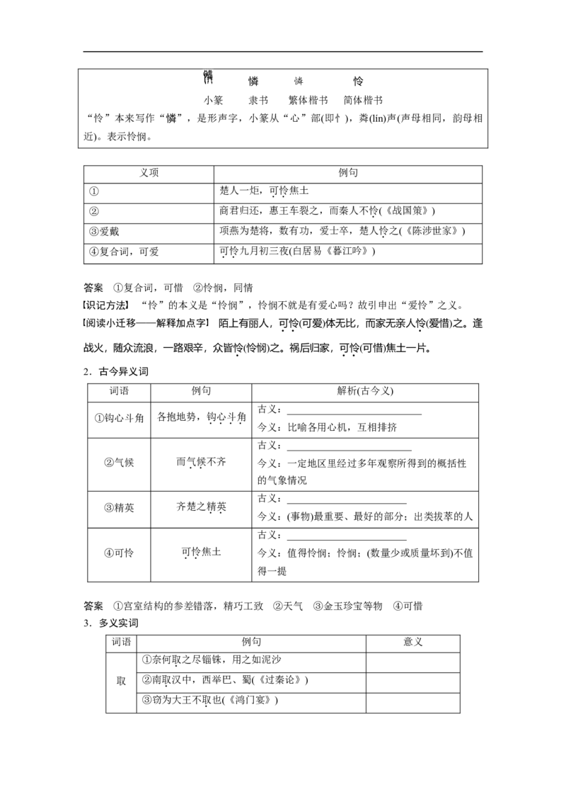 必修5(二)(含阿房宫赋)单篇梳理7课文5　阿房宫赋_1.2025语文总复习_赠送：通用版（老高考）复习资料_一轮复习_2023年高考语文一轮复习讲义+课件（全国版）_教材文言文点线面