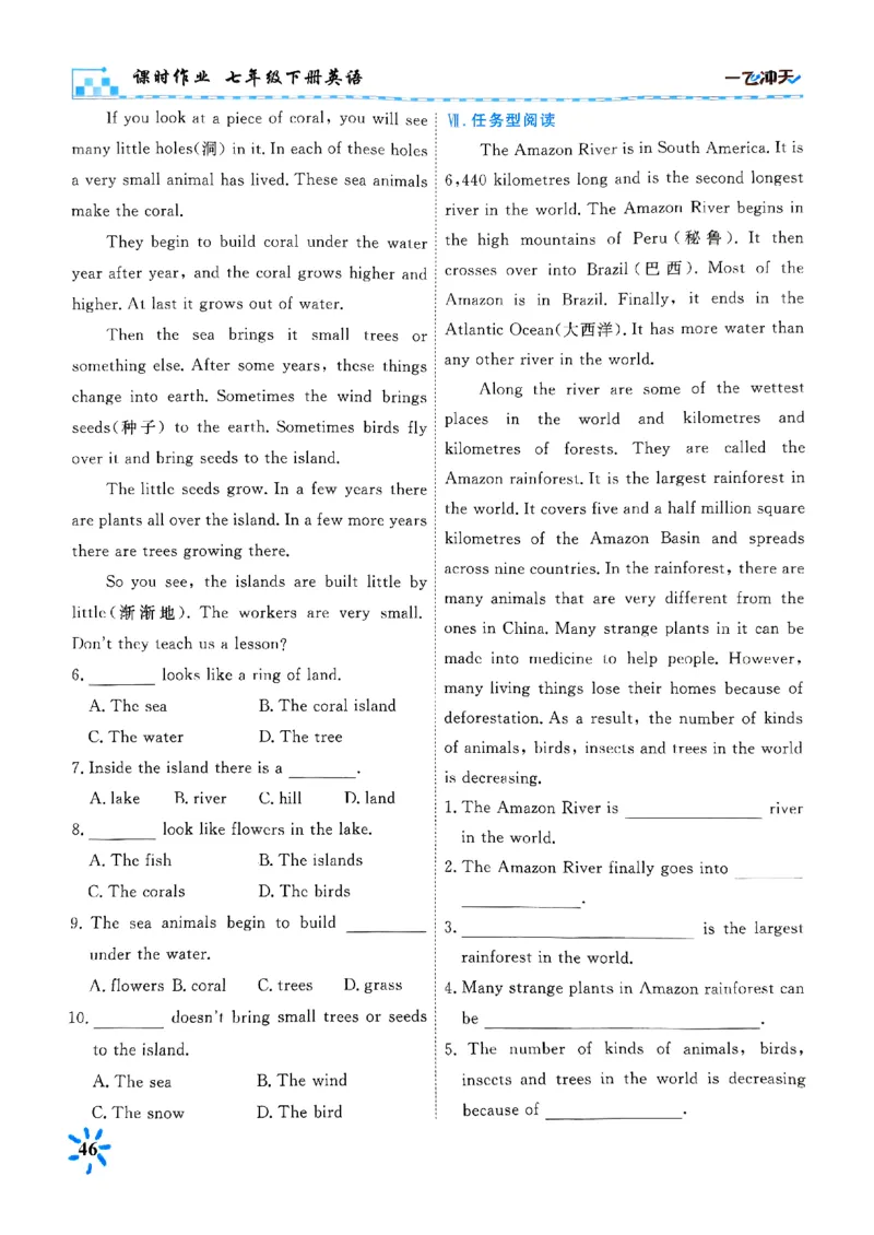 一飞冲天课时作业七下英语(1)_七下外研版2026英语_2026春版本一_新外研英语7下_2025春外研七下：自学包_2025春一飞冲天课时作业七下英语