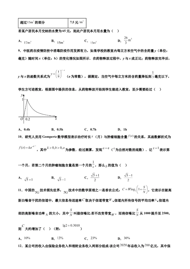 押北京卷第12题函数的应用（原卷版）_2.2025数学总复习_2024年新高考资料_5.2024三轮冲刺_备战2024年高考数学临考题号押题（北京专用）322768321