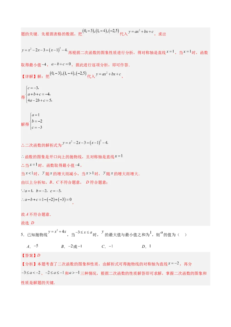 专题04二次函数的图象和性质的五类综合题型（压轴题专项训练）（教师版）_初中数学_九年级数学上册（人教版）_压轴题专项-V5_2026版
