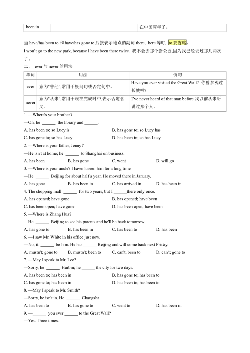 （同步100分背默）Unit9Haveyoueverbeentoamuseum？知识清单（学生版）_新人教八下资料包_35赠送其它_八年级英语下册（人教版）_同步知识背默-V30