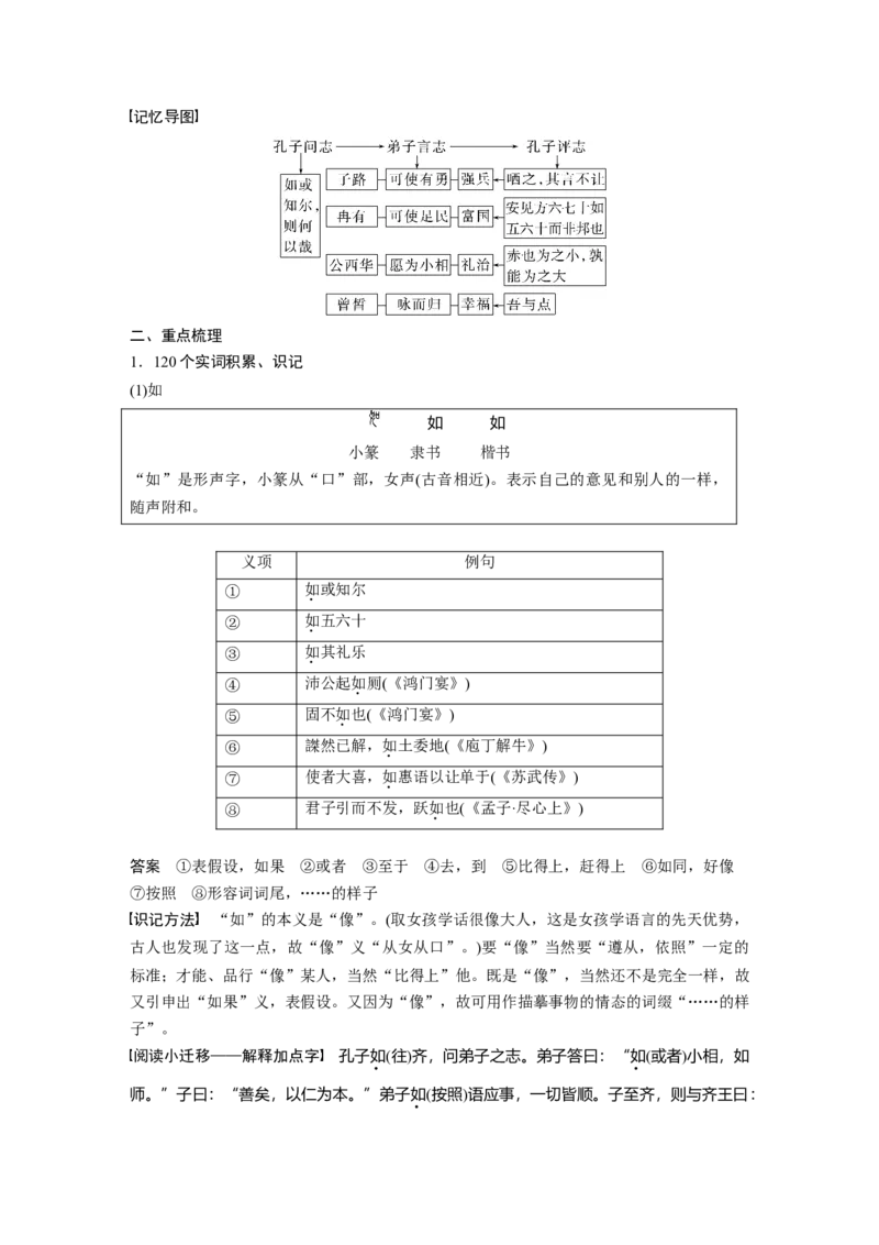 必修下册(一)单篇梳理3课文1　子路、曾皙、冉有、公西华侍坐_1.2025语文总复习_2023年新高考资料_一轮复习_2023年新高考大一轮复习讲义_2023年高考语文一轮复习讲义（新教材新高考版）
