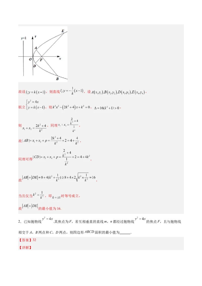 微考点6-5利用二级结论秒杀抛物线中的选填题（解析版）_2.2025数学总复习_2024年新高考资料_2.2024二轮复习_高频考点解密2024年高考数学二轮复习高频考点追踪与预测（新高考专用）