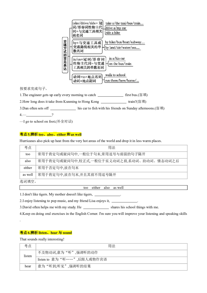 专题05考点拓展5&肯定句、否定句、疑问句及转化方法&写作指导（动植物介绍）（原卷版）_七下外研版2026英语_2026春版本一_新外研英语7下_2025春外研七下：自学包