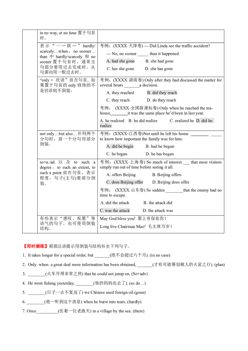 高考英语语法词汇专项突破：02特殊句式之倒装句考点突破_3.2025英语总复习_2024年新高考资料_3.2024专项复习_2024年高考英语语法词汇专项突破3139734_第十二组倒装句强调句与IT用法